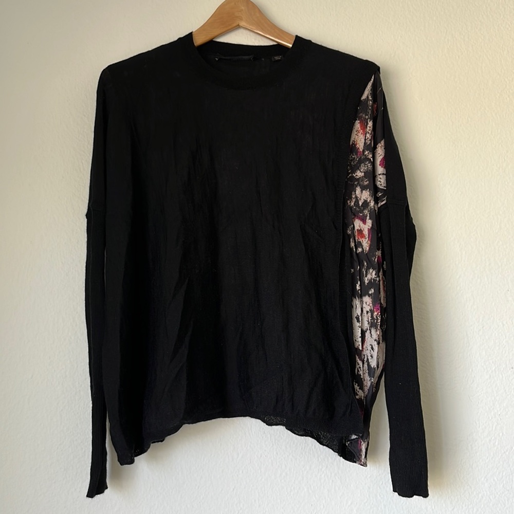 All Saints Koko Wing Wrap Sweater in Black, XS